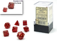 Glitter Ruby/Gold Mini Polyhedral 7-Die Set
