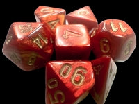 Scarab Mini-hedral Scarlet/gold 7-Die Set