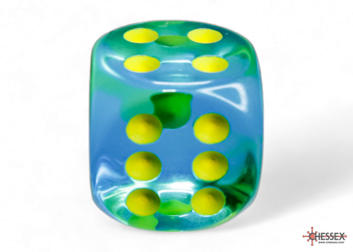Chessex Gemini Translucent Green-Teal/yellow 16mm d6 Dice Block (12 dice)