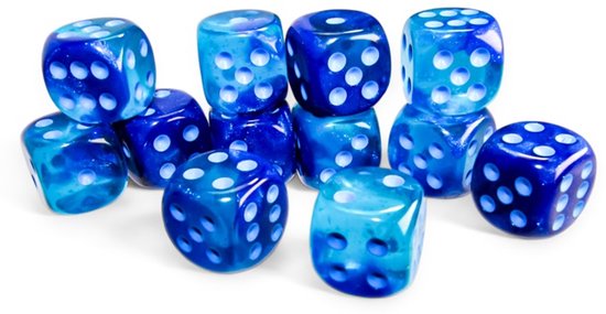 Chessex Gemini Blue-Blue/light blue Luminary 16mm d6 Dice Block (12 dice)