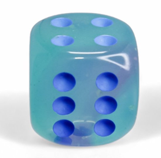 Chessex Gemini Gel Green-Pink/blue 16mm d6 Dice Block (12 dice)