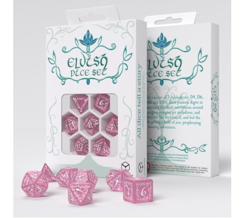 Q-Workshop - Elvish RPG Dice Set: Shimmering Pink & White