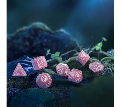 Q-Workshop - Elvish RPG Dice Set: Shimmering Pink & White