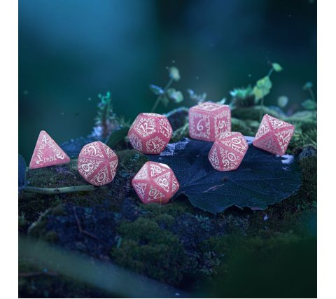 Q-Workshop - Elvish RPG Dice Set: Shimmering Pink & White