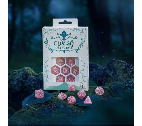 Q-Workshop - Elvish RPG Dice Set: Shimmering Pink & White