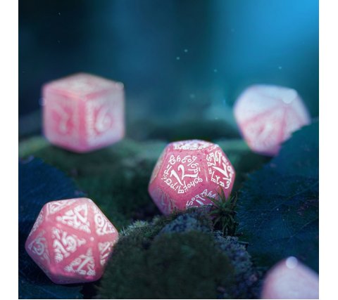 Q-Workshop - Elvish RPG Dice Set: Shimmering Pink & White