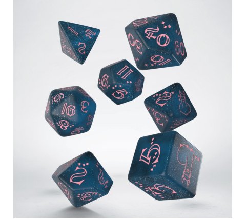 Q-Workshop - Sparkling Llama RPG Dice Set: Glittering Dark Blue & Pink