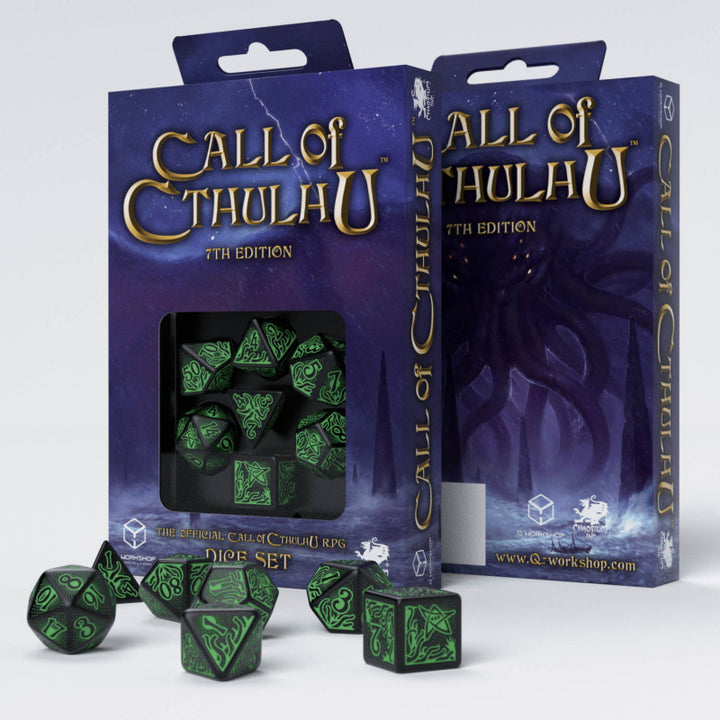 Q-Workshop - Call of Cthulhu RPG Dice Set: 7th Edition Black & Green