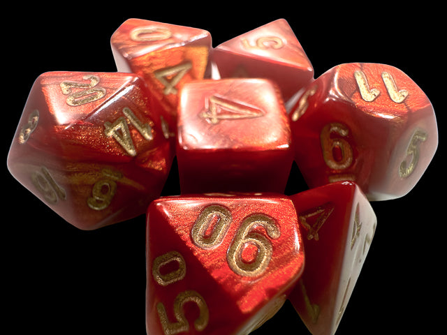 Scarab Mini-hedral Scarlet/gold 7-Die Set