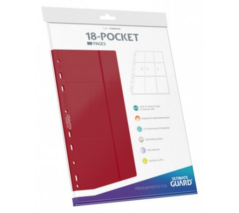 Ultimate Guard - 18 Pocket Pages Side Loading: Red (10 stuks)